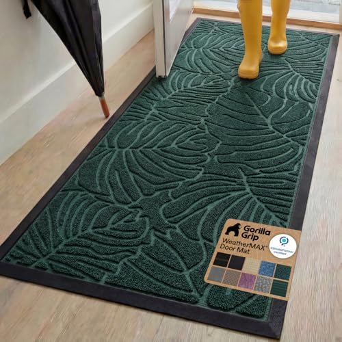 GORILLA GRIP WeatherMAX Door Mat, Indoor Outdoor Use, 72x24, Green Palm by GorillaGrip