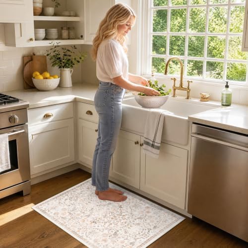 SameBed Washable 2x3 Entryway Area Rug, Vintage Kitchen Rug Cream Beige - Image 2
