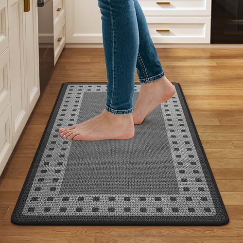 Kitchen Mats for Floor, Non Slip Kitchen Rugs, 17x30 Grey by QiCaiJia