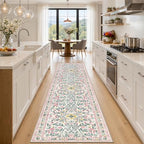 PLHXFR 3x10 Washable Runner Rug：Floral Indoor Kitchen Carpet Pink Green by PLHXFRSoftAreaRugs
