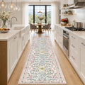PLHXFR 2.6x10 Washable Runner Rug：Floral Indoor Kitchen Carpet Pink Green by PLHXFRSoftAreaRugs