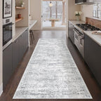 3x8 Runner Rug Non Slip,Washable Hallway Runner Rug,Grey by Restydon