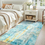 Entryway Rug 3x6 Teal Blue Bedroom Area Rug Washable Non Slip Abstract Boho Rugs for Indoor Entry, Kitchen, Classroom, Bathroom, Kids Girls Room, Office, College Dorm Small Carpet - Image 5