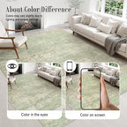 Area Rug Living Room: 4x4 Modern Washable Soft Carpet Green Cream - Image 6