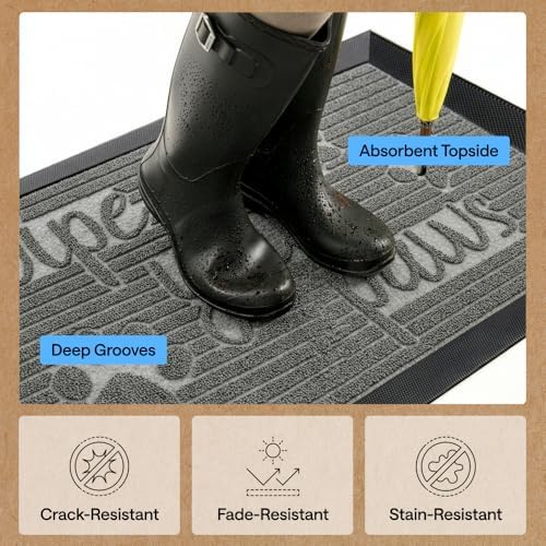 GORILLA GRIP WeatherMAX Door Mat, Indoor Outdoor Use, 47x35, Gray Paw - Image 5