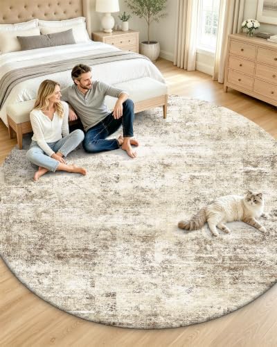 OLANLY 8ft Round Washable Rug, Soft Non Slip Carpet for Bedroom Living Room by OLANLY