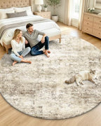 OLANLY 8ft Round Washable Rug, Soft Non Slip Carpet for Bedroom Living Room by OLANLY