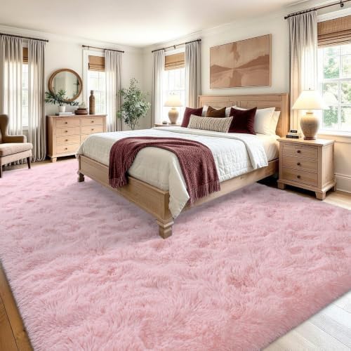 Noahas 8x10 Extra Large Pink Fluffy Soft Area Rug Non-Slip for Kids Bedroom - Image 4