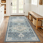 Amada 2x6 Washable Runner Rug for Kitchen and Entryway, Blue/Yellow,Vintage by AMADAHOMEFURNISHING