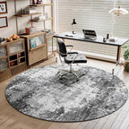 Round Area Rugs 4ft Washable Grey Circle Rug for Entryway Kitchen, Non Slip Soft Low Pile Stain Resistant, Boho Circular Carpet for Living Room Bedroom Dorm Dining Room Table, Abstract Gray - Image 2