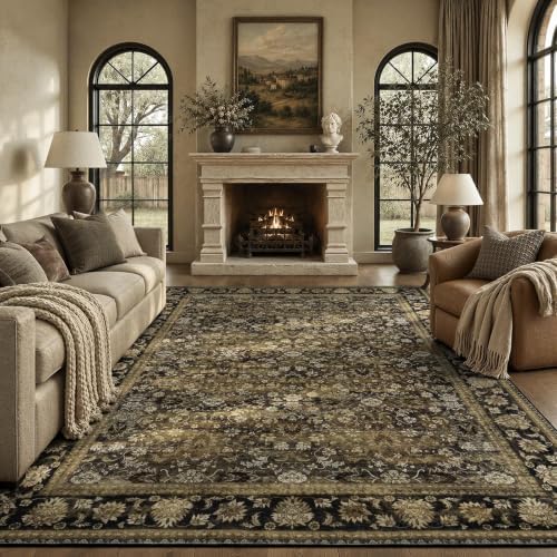 8x10 Area Rug for Living Room, Non-Slip Washable Large Carpet, Mocha Brown by Lofus