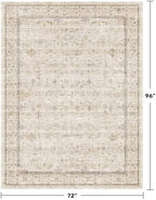 Farmhouse 6x8 Area Rug for Living Room, Beige Cream Large Rug for Bedroom, Dining Room & Home Office, Soft Modern Carpet for Neutral Home Decor, Non-Slip Washable Floor Rug for High-Traffic Areas - Image 2