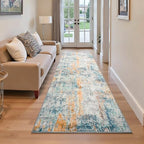 2x6 Rug Runners for Hallways Kitchen Runner Rug Non Slip Washable Blue Long Runner Rugs with Rubber Backing Soft Abstract Carpet Runner for Hallways, Kitchen, Bedroom, Bathroom, Entryway by OmpaaHomeDecor