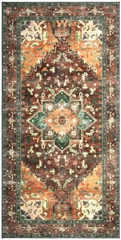 Yamaziot Washable Runner Rug, 3x6 Non-Slip Boho Vintage Hallway Kitchen Rug - Image 2