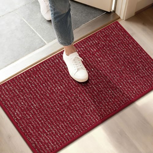 BEQHAUSE Dirt Trapper Door Mat 17" x 30", Non-Slip Doormats, Red by BEQHAUSE