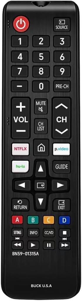 BN59-01315A Samsung TV Remote Control Replacement for Smart TV - Easy Setup, Durable Design, Universal Infrared Remote, Streaming Shortcuts - Works with Samsung Smart TV, LCD, LED, HDTV, 3D Models