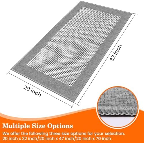 StepRite Kitchen Rugs, Kitchen Mats for Floor, 32"x20" Non-Slip Machine-Washable Kitchen Throw Rug, Light Grey - Image 3