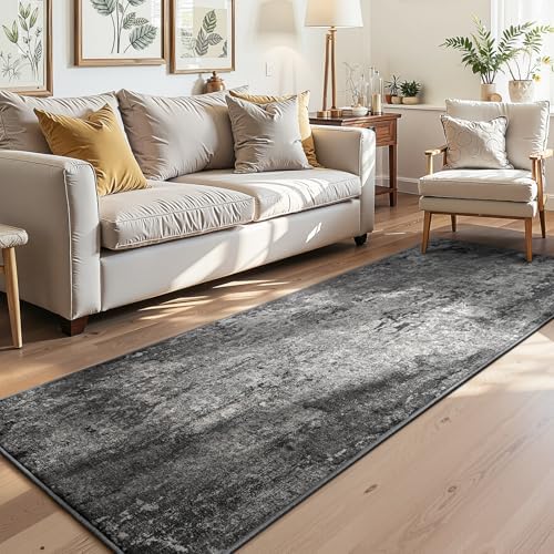3x7 Black Rug Runners for Hallways Kitchen Runner Rug Non Slip Washable Black Long Runner Rugs with Rubber Backing Soft Abstract Carpet Runner for Bedroom, Kitchen, Bathroom, Entryway - Image 2