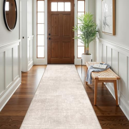 Abstract 3x10 Kitchen Rug Runners - Washable 10ft Hardwood Sink Rugs Non-Slip Hallway Entryway Area Rugs Soft Floor Mat Indoor Farmhouse Carpet for Bathroom Living Room Bedroom (3x10,Beige/Cream) - Image 4