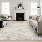 Area Rug Living Room: 6x6 Modern Washable Soft Carpet Brown Beige by FXRHLP