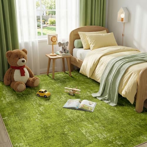 RELEANY Washable 8'x10' Abstract Area Rug for Living Room Grass Green - Image 4