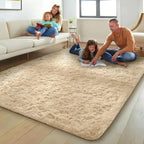Ophanie Beige Rugs for Living Room Bedroom, 5x8 Fluffy Fuzzy Furry Carpet, Plush Soft Shaggy Bedside Indoor Floor Area Rug for Kids Nursery Home Decor with Over 99 pcs Pile fibers - Image 3