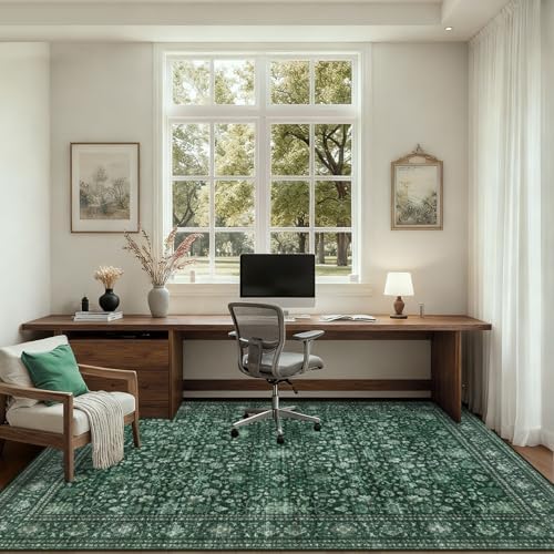 10x12 Area Rugs Living Room: Washable Rug for Bedroom Deep Green - Image 5