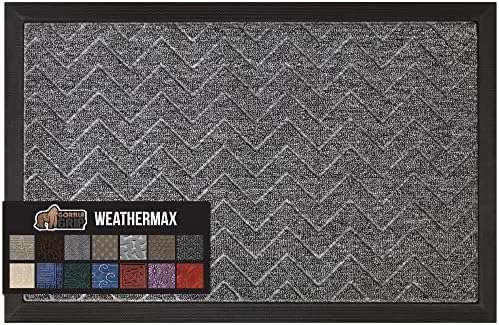 GORILLA GRIP WeatherMAX Door Mat, Indoor Outdoor Use, 47x35, Silver Chevron by GorillaGrip