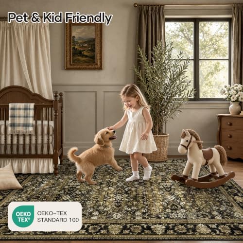 5x7 Area Rug for Living Room, Non-Slip Washable Large Carpet, Mocha Brown - Image 5