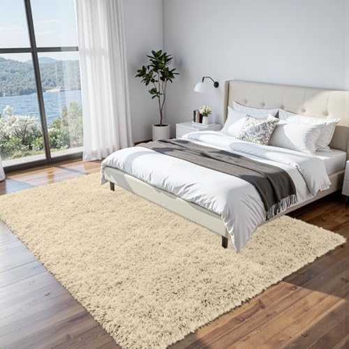 6x9 Fluffy Shag Area Rugs for Living Room Bedroom: Soft Plush Carpet Beige - Image 3