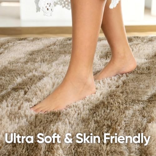 Noahas 2x6 Khaki Fluffy Soft Runner Rug Non-Slip for Bedroom Dorm Hallway - Image 5