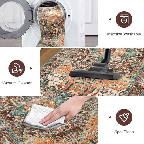 Yamaziot Washable Area Rug, 2x3 Small Boho Vintage Entryway Non-Slip Rug - Image 4