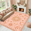 Vacuum-Friendly, 8x10 Washable Area Rug, Pink Gold Beige Red by meejou