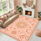 Vacuum-Friendly, 8x10 Washable Area Rug, Pink Gold Beige Red by meejou