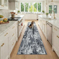 RELEANY Washable Runner 2'x9' Abstract Area Rug for Hallway Black White by RELEANY