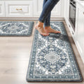 Boho Kitchen Mats for Floor 2PC Anti Fatigue Kitchen Rugs, Dark Blue by tubeamin