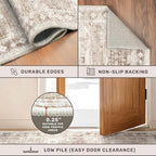 Hazo Haus Washable 3x12 Long Runner Rug for Hallway, Boho Waterproof Large Kitchen Floor Rug, Non-Slip Stain & Fade Resistant, Vintage Beige Floral Décor (3x12 Beige/Latte) - Image 4