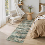 2x 10 Area Rug for Hallways, Abstract Washable Runner Rugs,Coffee/Green - Image 4