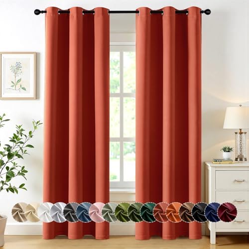MIULEE Fall Blackout Curtains for Bedroom 2 Panel 40"x72" Long Burnt Orange by MIULEE
