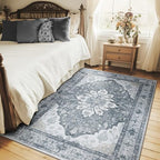 RELEANY Washable Area Rug, 4'x5', Grey/White/Beige - Image 2