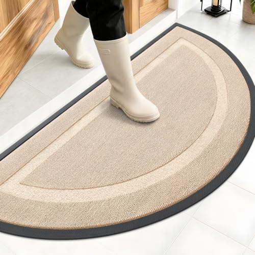 OLANLY Half Circle Front Door Mat Outside 47x23 All-Season Rubber Doormat by OLANLY