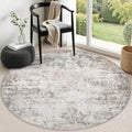 Round Area Rug Living Room: 5 ft Modern Washable Carpet Brown by FXRHLP