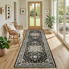 Hallway Runner Rug: 2.6x8 Kitchen Rugs for Living Room Black Gold - Image 5