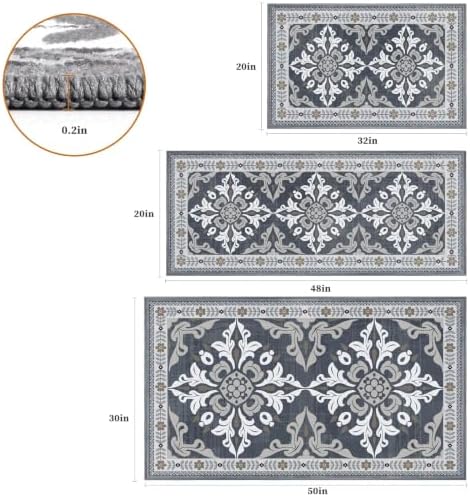 Kitchen Rugs Set of 3, Non Slip Washable Floor Mats with Water Absorbent - Image 2