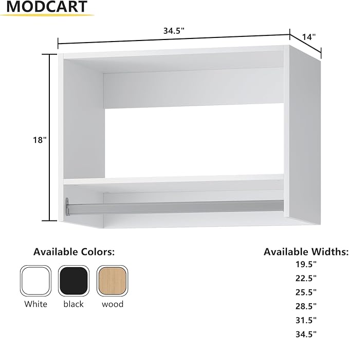 Tall Hanging Closet Unit, Modular Closet System, Wood Closet System Organizer with Storage for Walk in Closets, Clothing Rack Wardrobe Closet for Hanging Clothes, Bedroom, White, 34.5" W