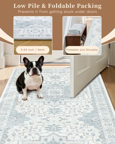 Madane Runner Rug 2x10 Rugs for Hallways, Non-Slip Rug Runners, Sky Blue - Image 6