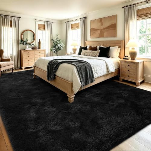 9x12 Extra Large Black Fluffy Area Rug Non-Slip for Living Room Bedroom - Image 4