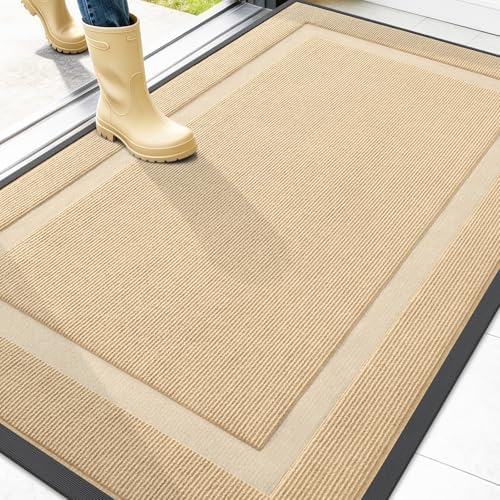 OLANLY Front Door Mat Outside 47x34, All-Season Heavy-Duty Rubber Doormat by OLANLY