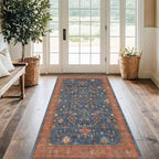 Washable Kitchen Rugs, 3x6 Area Rug for Large Entryway Indoor, Kitchen Mat, Small Rug for Living Room - Stain Resistant Non Skid Non Slip Rubber Backing, Boho Aethestic Décor (3x6 Navy Blue) - Image 3