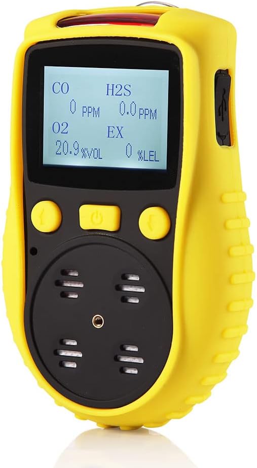 ATO Handheld Multi Gas Detector, CO, H2S, O2, LEL, 4 Gas Monitor, with Sound, Light and Vibration Alarms (Without Data Logging)